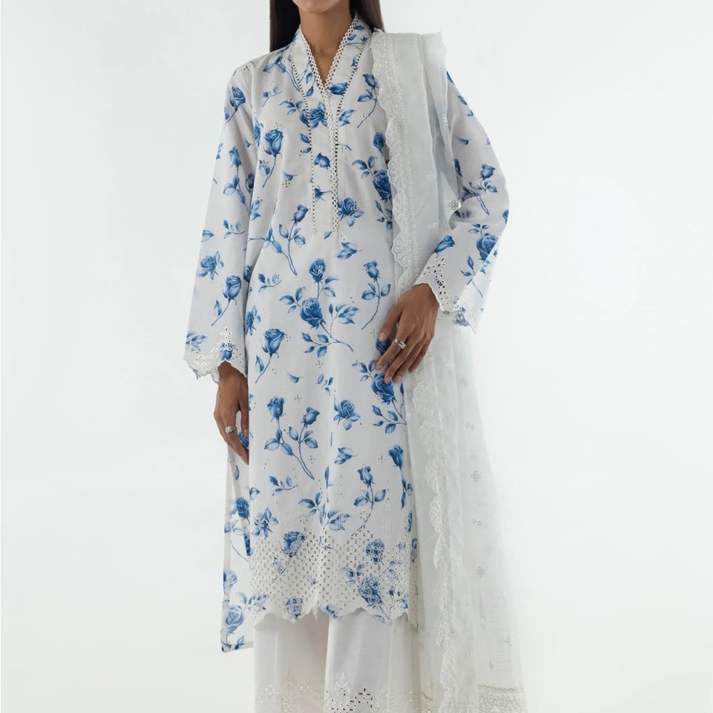Blue Floral Women's Kurta and Pants set